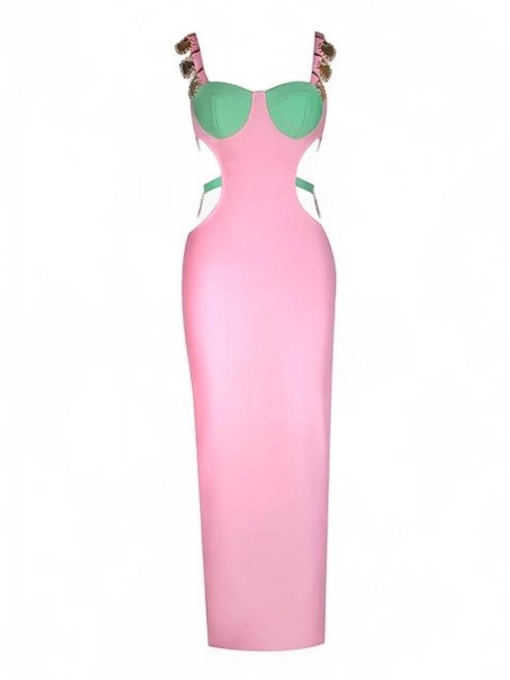 Mew Mews 'The Margaux' Embellished Cutout Maxi Dress Pink Size Small NWT